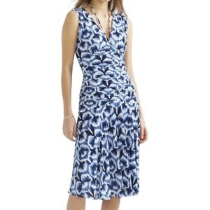 NWT WHBM Sleeveless Printed Ruched V-Neck Dress Size 10